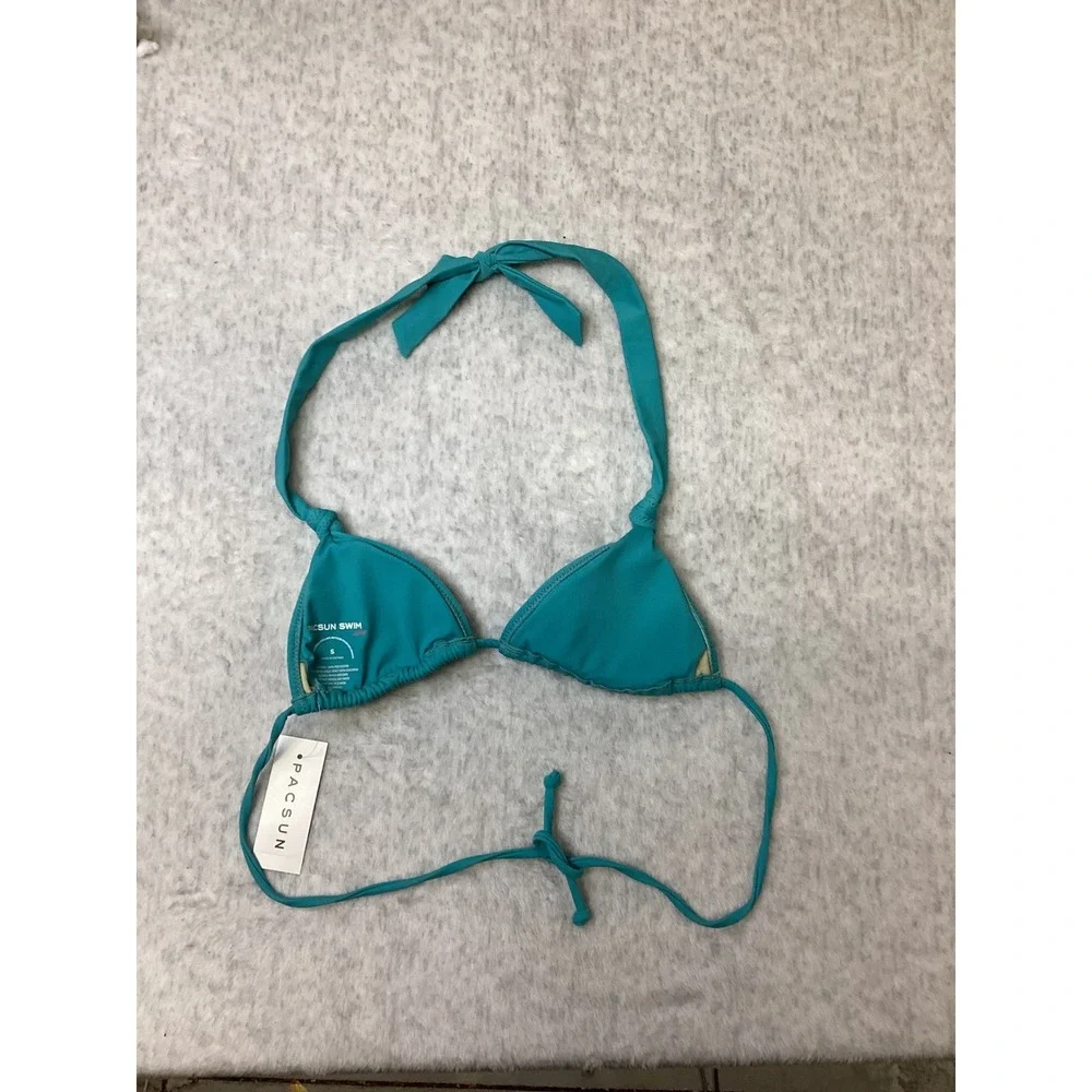 PacSun Eco Teal Blue Triangle Bikini Top Halter Swimwear Small NEW‎ 0642-040